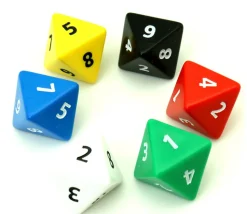 Dé 8 faces géant d8 opaques JUMBO à l'unité (couleur au hasard)