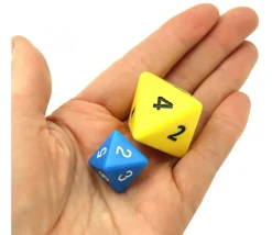 Dé 8 faces géant d8 opaques JUMBO à l'unité (couleur au hasard)