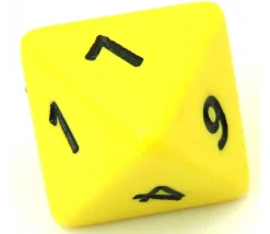 Dé 8 faces géant d8 opaques JUMBO à l'unité (couleur au hasard)