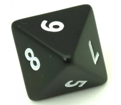 Dé 8 faces géant d8 opaques JUMBO à l'unité (couleur au hasard)