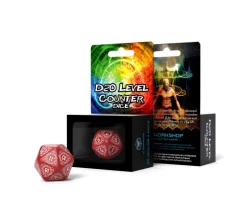 Dé 20 faces géant effet graphique compteur de niveau rouge