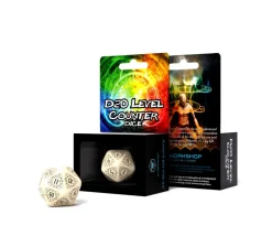 Dé 20 faces géant effet graphique compteur de niveau beige