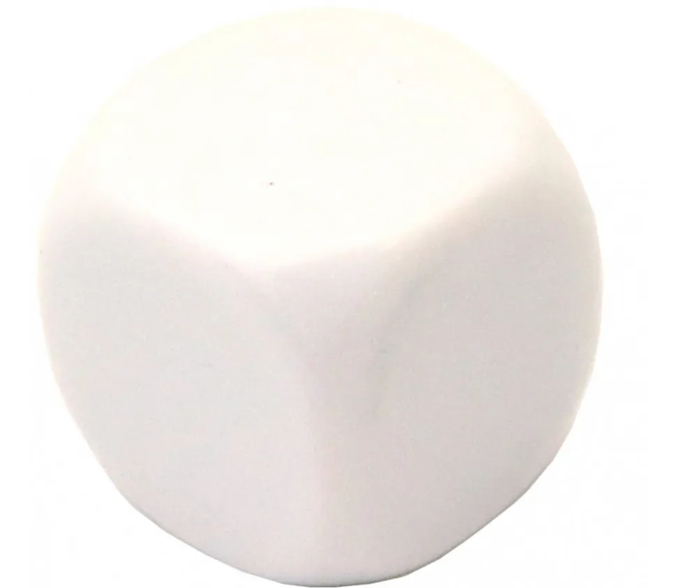 Dé 6 faces neutre 25 mm coins arrondis à personnaliser