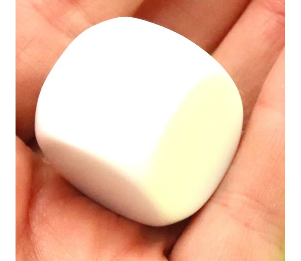 Dé 6 faces neutre 25 mm coins arrondis à personnaliser