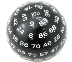 Dé 100 faces noir D100 de jeu