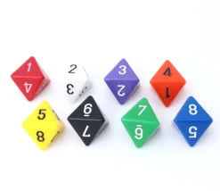 Dé 8 faces opaque 1 à 8 pour jeu de société à l'unité