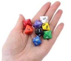 Dé 8 faces opaque 1 à 8 pour jeu de société à l'unité