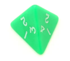 Dé 4 faces pyramide 1 à 4 opaque à l'unité (couleur mise au hasard)