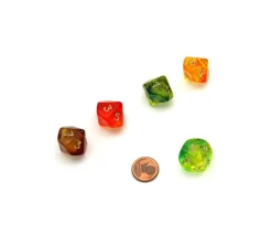 Dé 10 faces translucide bicolore de 0 à 9 à l'unité (couleur mise au hasard)