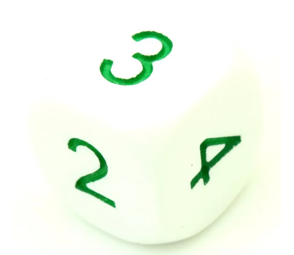 Dé à jouer 2 3 3 4 4 5 moyenne de 16 mm BLANC