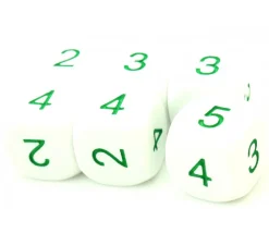 Dé à jouer 2 3 3 4 4 5 moyenne de 16 mm BLANC