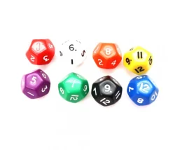 Dé à jouer 12 faces opaques dodécaèdre à l'unité (couleur mise au hasard)