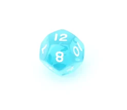 Dé à jouer 12 faces translucides dodécaèdre à l'unité (couleur mise au hasard)