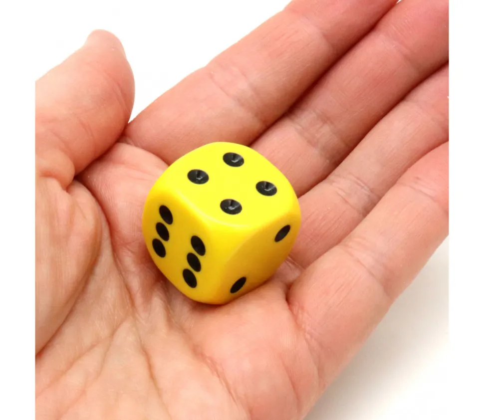 Dé à jouer 22 mm jaune de 1 à 6