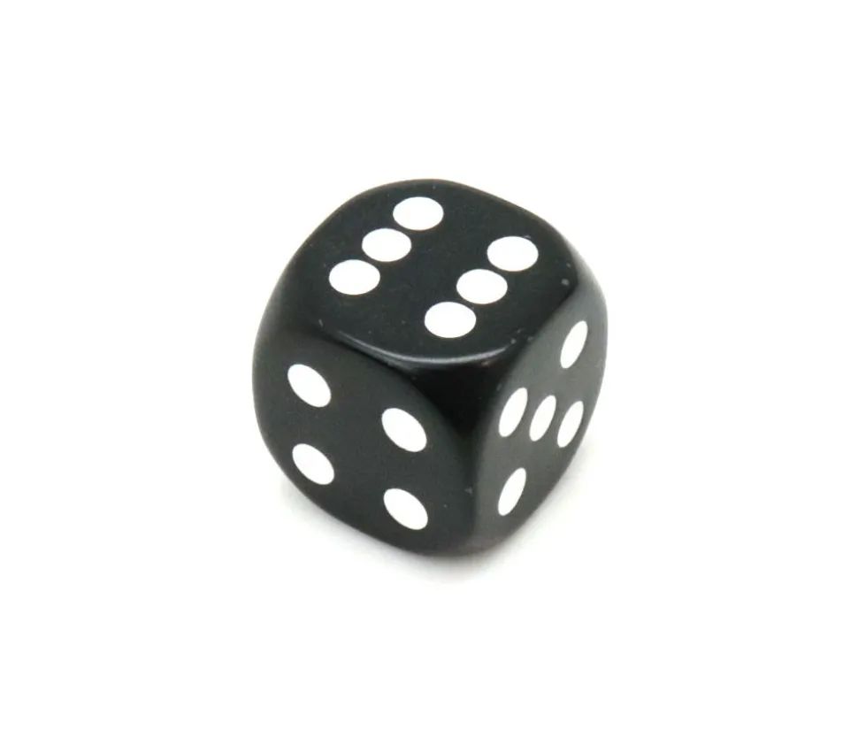 Dé à jouer 22 mm noir de 1 à 6