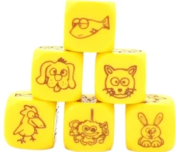 Dé à jouer animaux rigolos 18 mm à l'unité