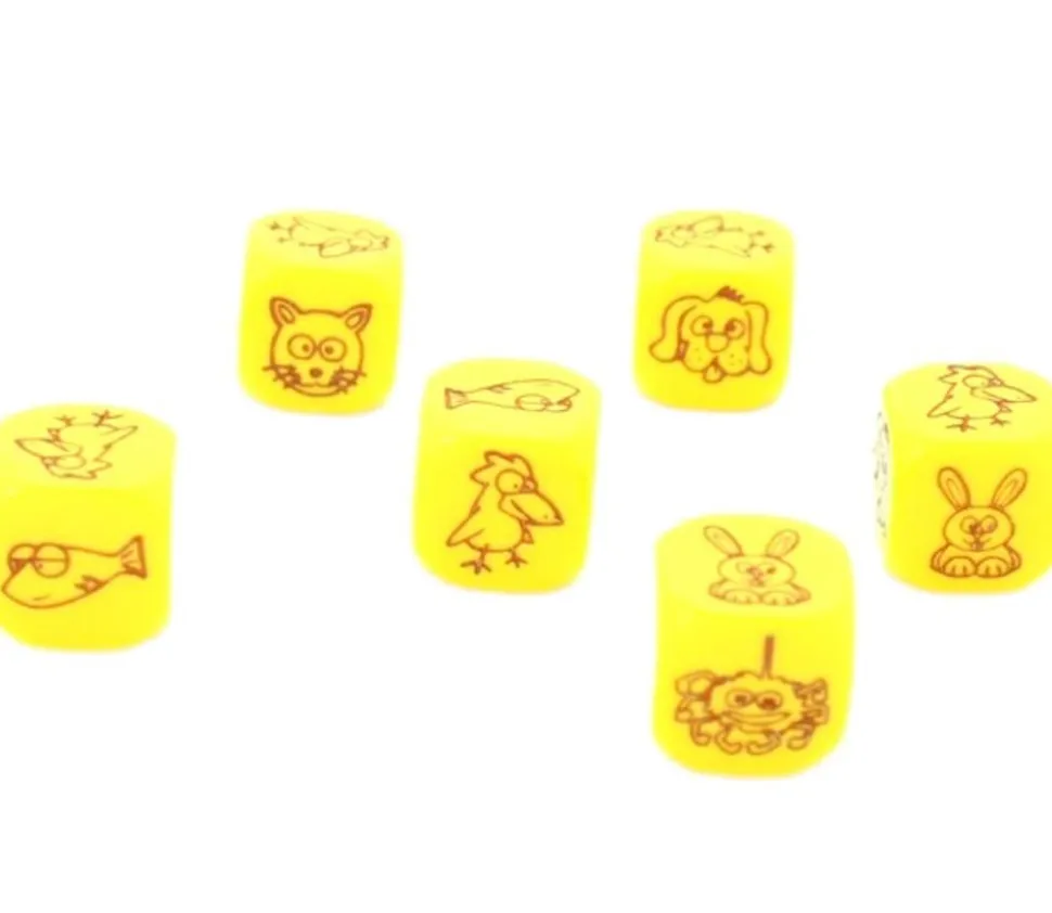 Dé à jouer animaux rigolos 18 mm à l'unité