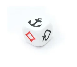 Dé à jouer Belote ancre couronne 16 mm avec atout coeur, pique, carreau et trèfle