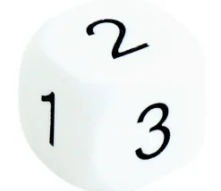 Dé à jouer BLANC 16 mm chiffres 123