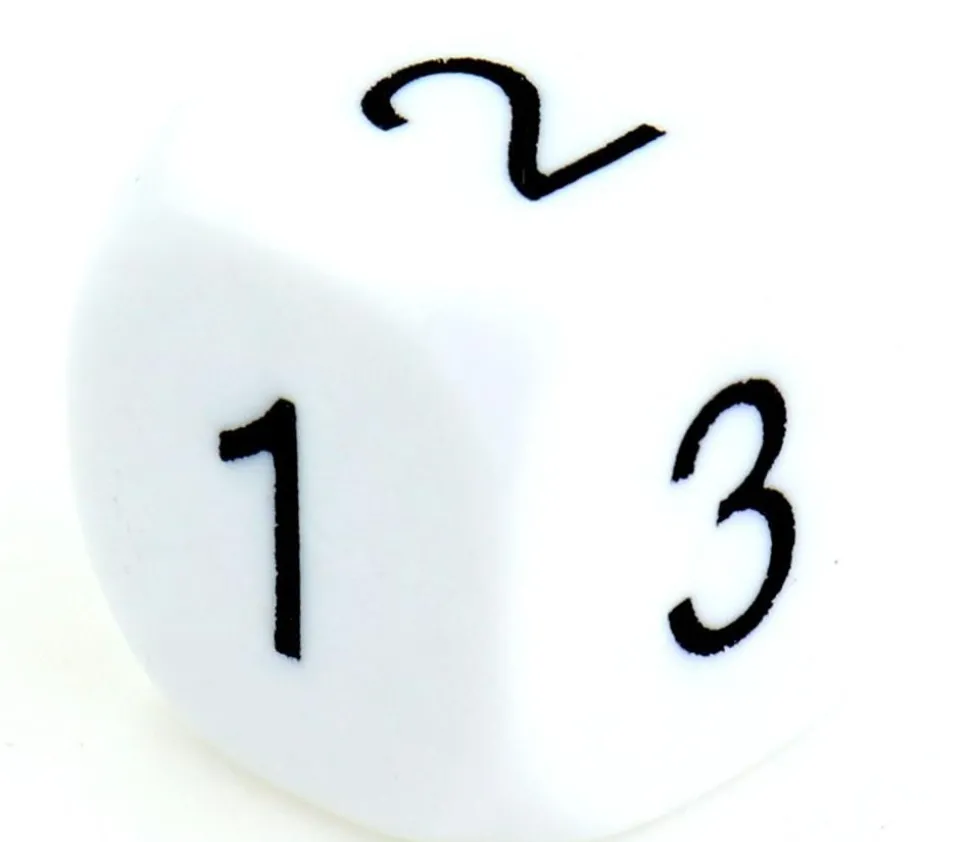 Dé à jouer BLANC 16 mm chiffres 123