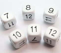 Dé à jouer BLANC 22 mm chiffres 7 à 12
