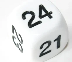 Dé à jouer BLANC 16 mm chiffres 19 à 24