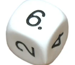 Dé à jouer chiffres 123456 16 mm de côté BLANC