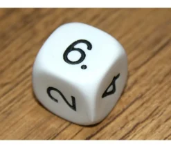Dé à jouer chiffres 123456 en 22 mm de côté BLANC