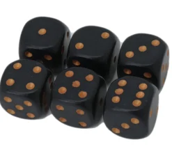 Dé à jouer D6 16 mm noir points or Chessex