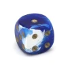 Dé à jouer marbré bleu/blanc 16 mm