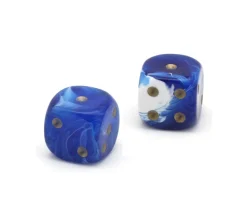 Dé à jouer marbré bleu/blanc 16 mm