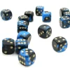 Dé à jouer marbré bleu/noir 16 mm