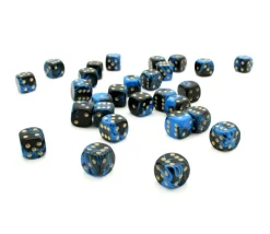 Dé à jouer marbré bleu/noir 16 mm