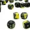 Dé à jouer marbré jaune/noir 16 mm