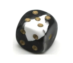 Dé à jouer marbré noir/blanc 16 mm