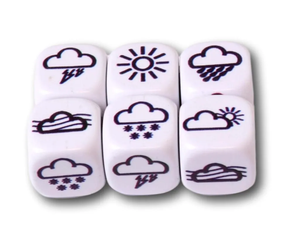 Dé à jouer météo 18 mm avec nuages et soleil