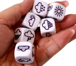 Dé à jouer météo 18 mm avec nuages et soleil