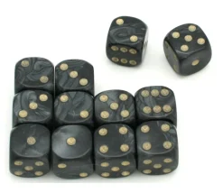 Dé à jouer nacré noir de couleur 16 mm