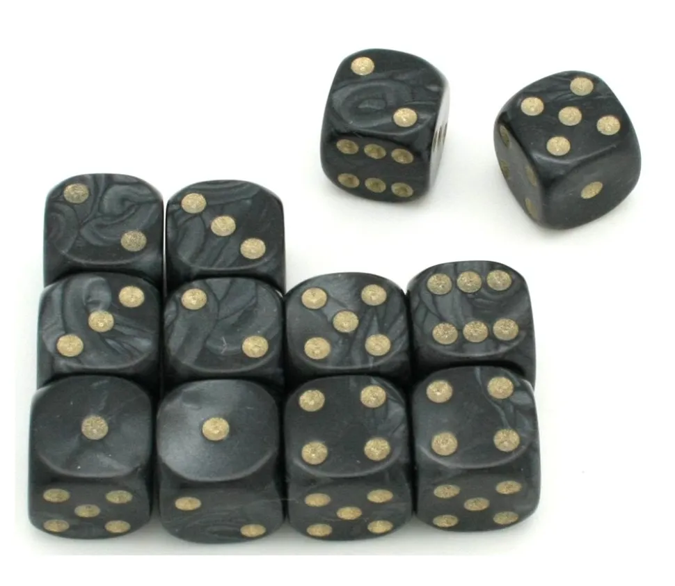 Dé à jouer nacré noir de couleur 16 mm