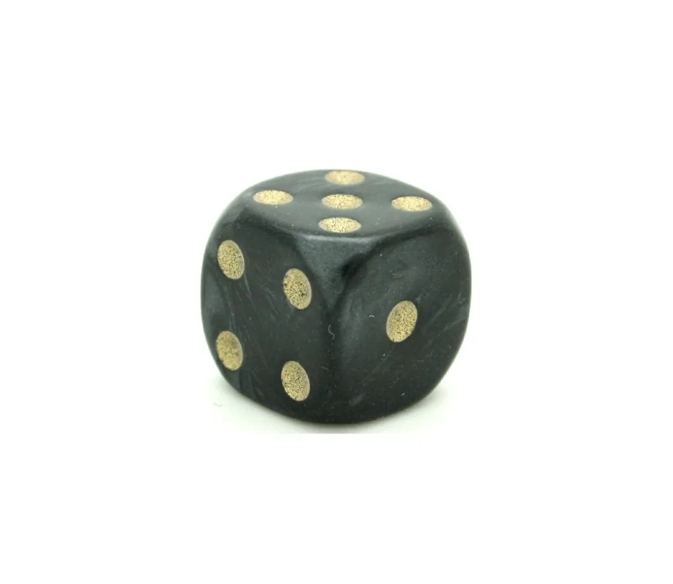 Dé à jouer nacré noir de couleur 16 mm