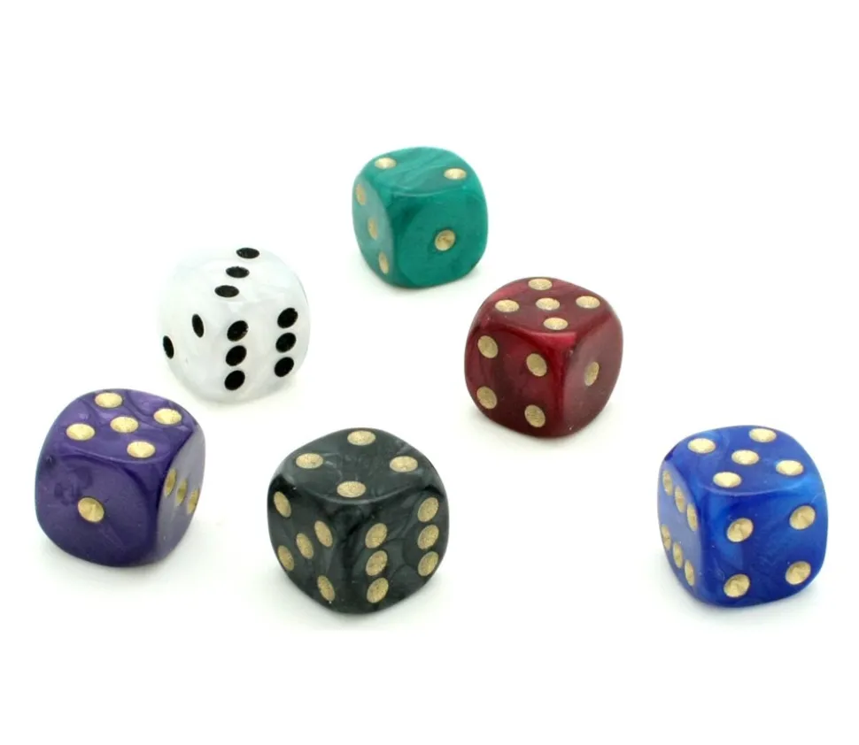 Dé à jouer nacré noir de couleur 16 mm