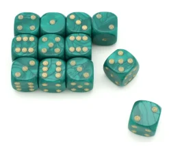 Dé à jouer nacré vert de couleur 16 mm