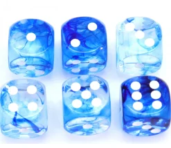 Dé à jouer Nebula 16 mm bleu et blanc