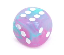 Dé à jouer Nebula fluorescent 16 mm wisteria/blanc