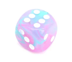 Dé à jouer Nebula fluorescent 16 mm wisteria/blanc