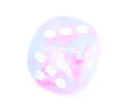 Dé à jouer Nebula fluorescent 16 mm wisteria/blanc