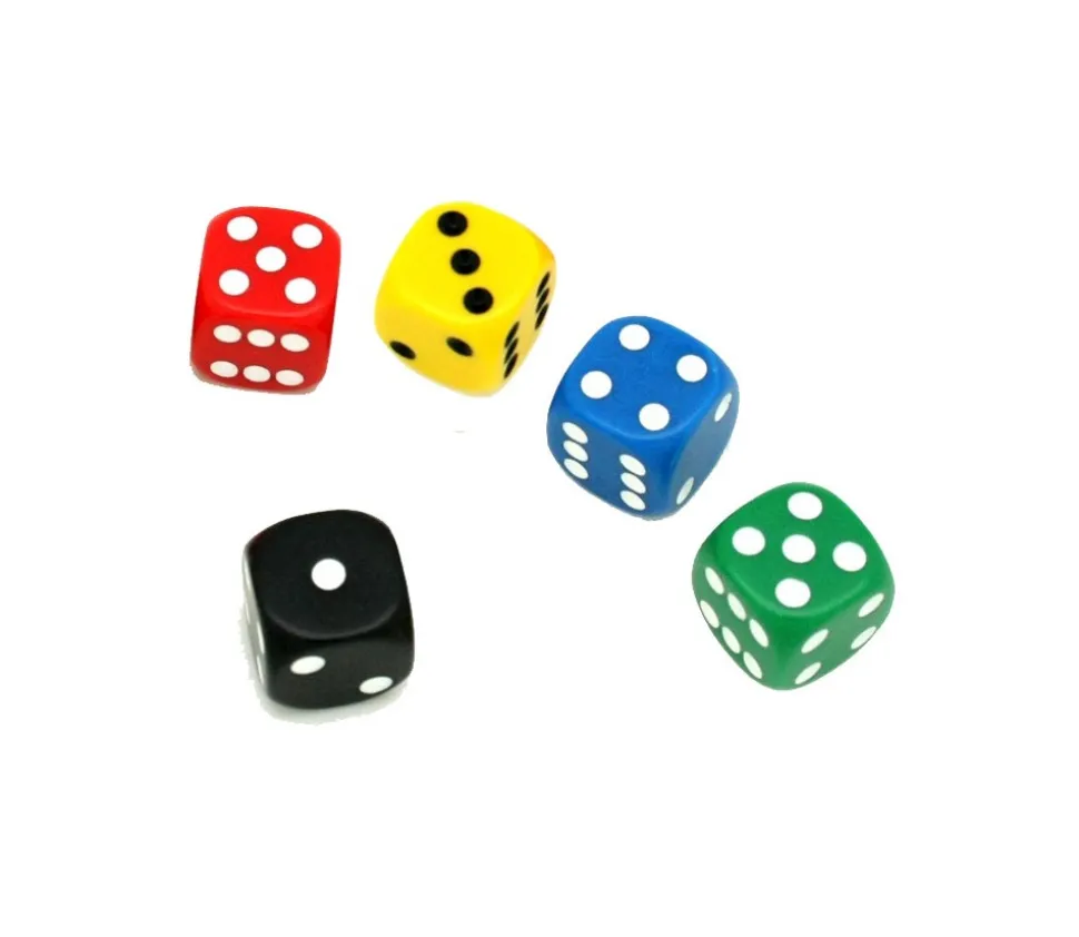 Dé à jouer noir ou couleurs 18 mm points de 1 à 6 pour jeu de société à l'unité