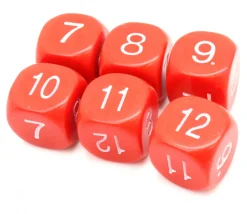 Dé à jouer ROUGE 16 mm chiffres 7 à 12