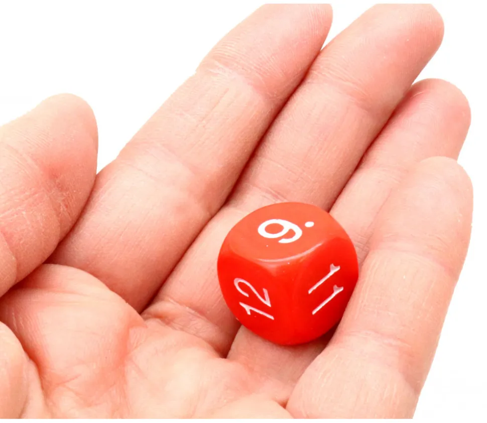 Dé à jouer ROUGE 16 mm chiffres 7 à 12