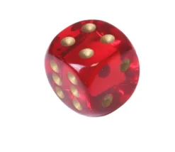 Dé à jouer translucide rouge doré 16 mm